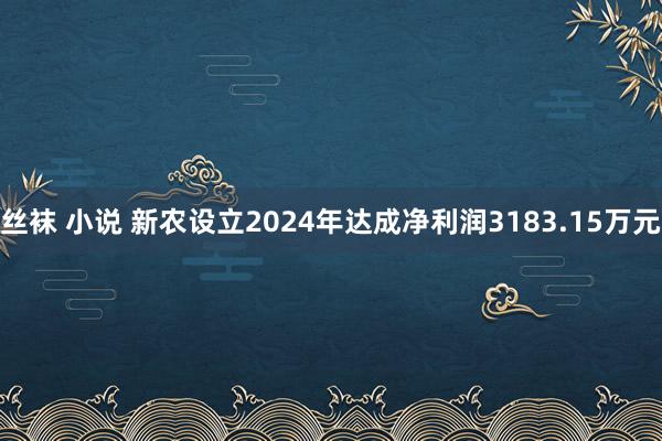 丝袜 小说 新农设立2024年达成净利润3183.15万元