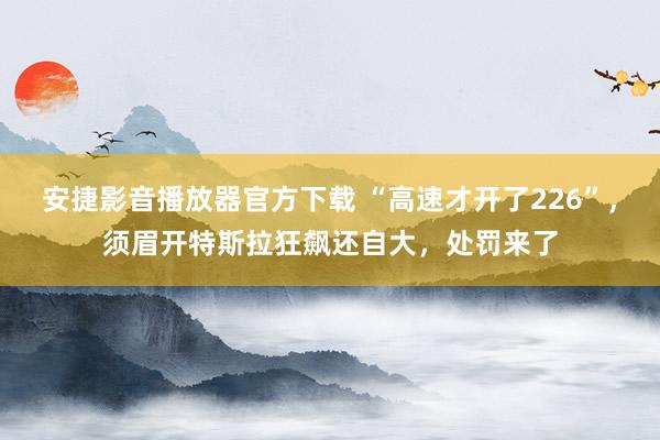 安捷影音播放器官方下载 “高速才开了226”，须眉开特斯拉狂飙还自大，处罚来了